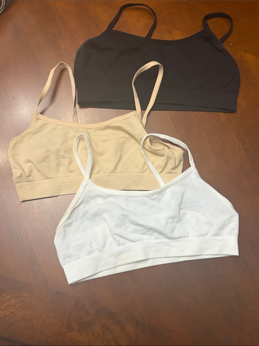 Rene Rofe Girls 3-Pack Seamless Bralettes - Black, Beige, White